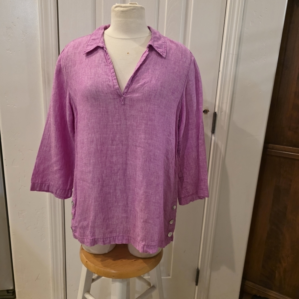 Sigrid Olsen Purple Button-Accent Blouse